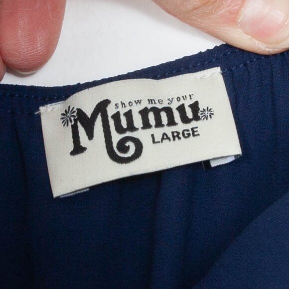 Show Me Your MuMu Heather Halter Maxi Dress Navy Blue Womens Size Large - Picture 9 of 11